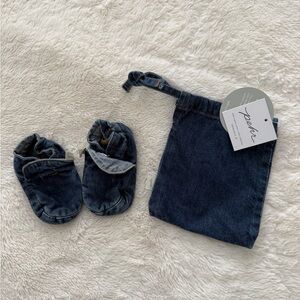 Pehr Denim Baby Bootie Shoes with Pouch